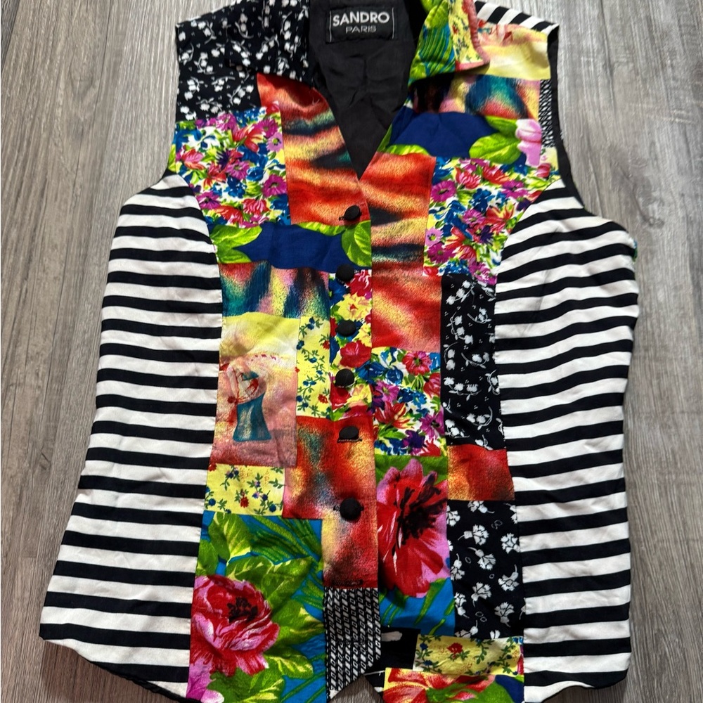 Sandro Paris Multicolor Patchwork Vest, Women's S… - image 4